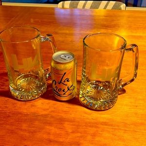HK Heckler and Koch Glass Beer Steins (PAIR)